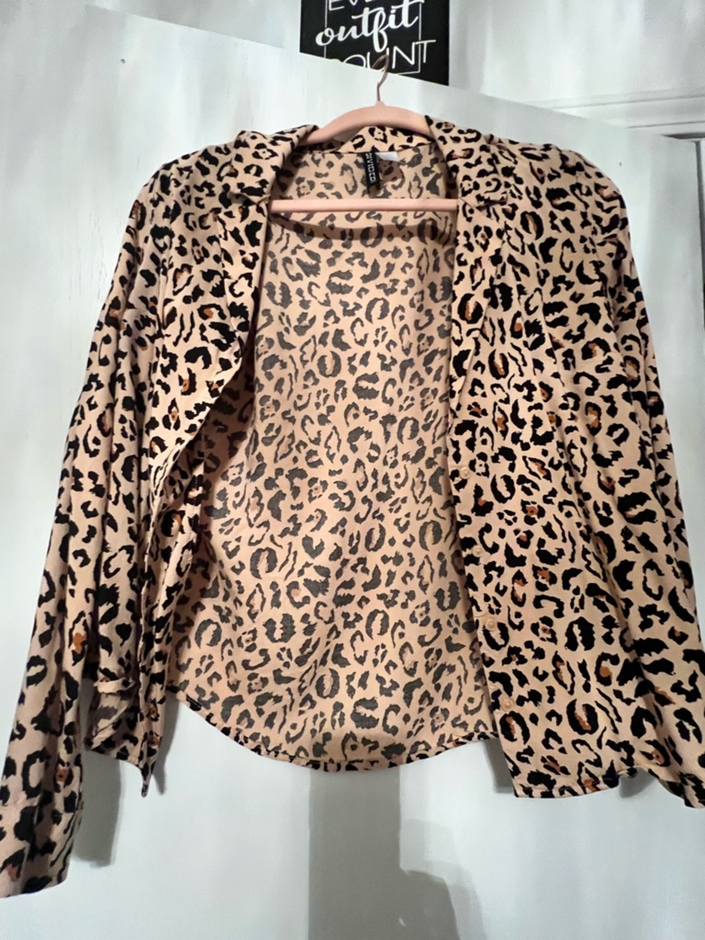 H&M Leopard Print Open-Front Blazer Jacket - Beige/Black